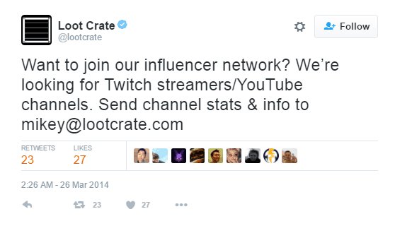 Loot Crate Influencer marketing example
