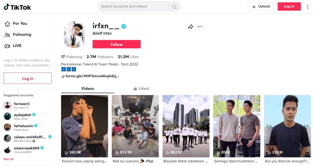 Alieff Irfan - Top Tiktok Influencers Malaysia 2022