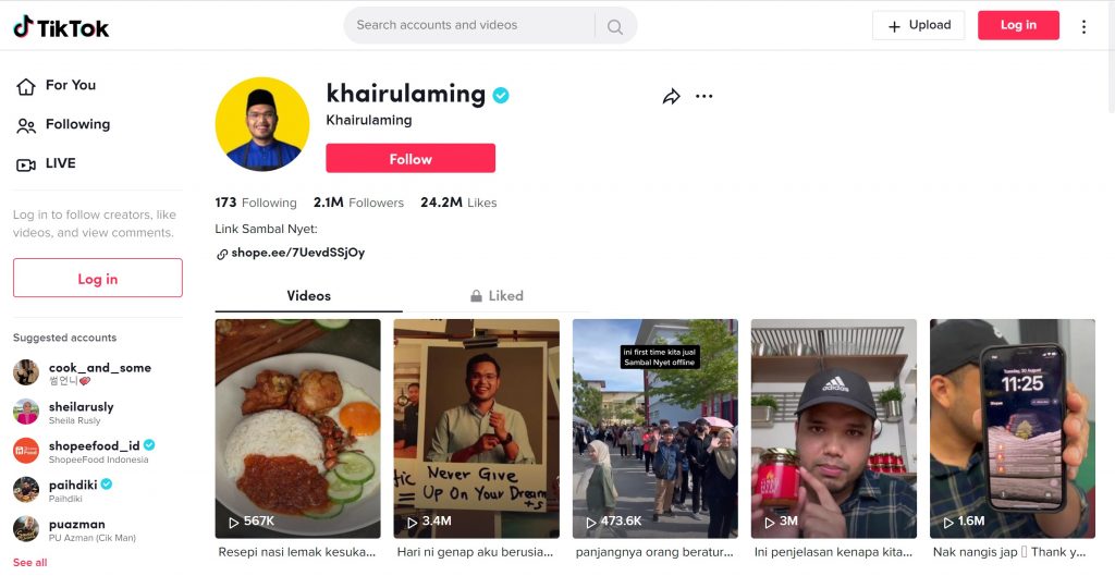 KhairulAming- Top Tiktok influencers Malaysia 2022